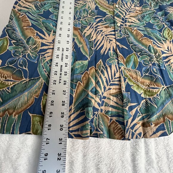 Tori Richard Honolulu Men Button-Up Hawaiian Shirt 2XL Blue Tropical Cotton Lawn - Picture 7 of 7